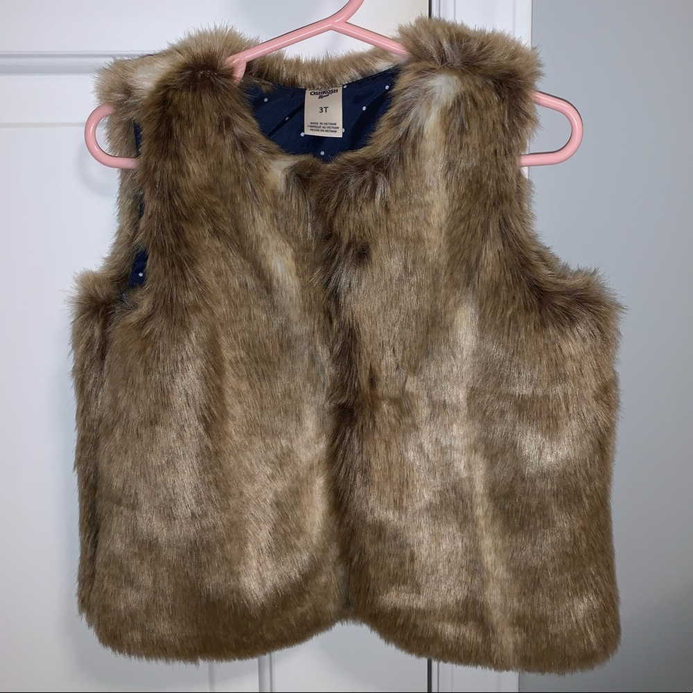 NWOT OshKosh Brown Faux Fur Vest, size 3T